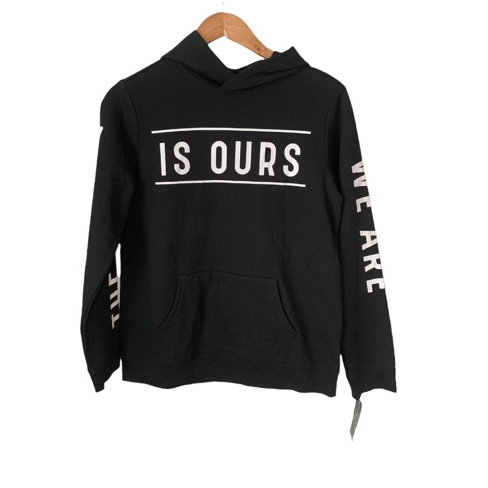 Ideology Big Boys Black White Future-Printed Words Hoodie  Large - Picture 2 of 8